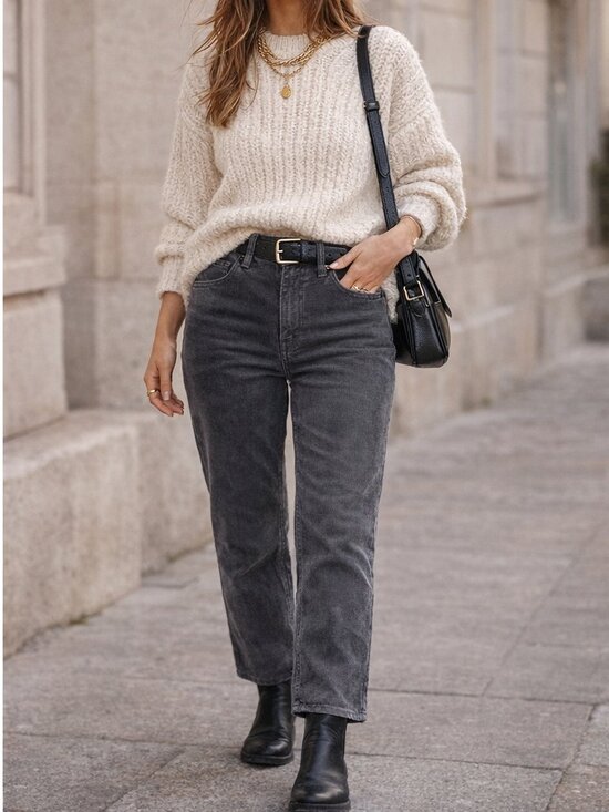 Levi's Pants - NWT Levi’s Ribcage Straight Ankle Corduroy Pants High Rise Gray 32x27